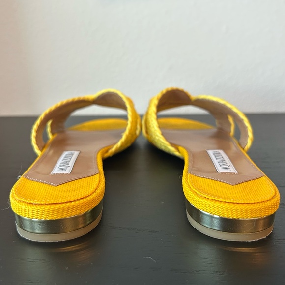 Aquazzura Yellow Rope Raffia Slides - Picture 6 of 10